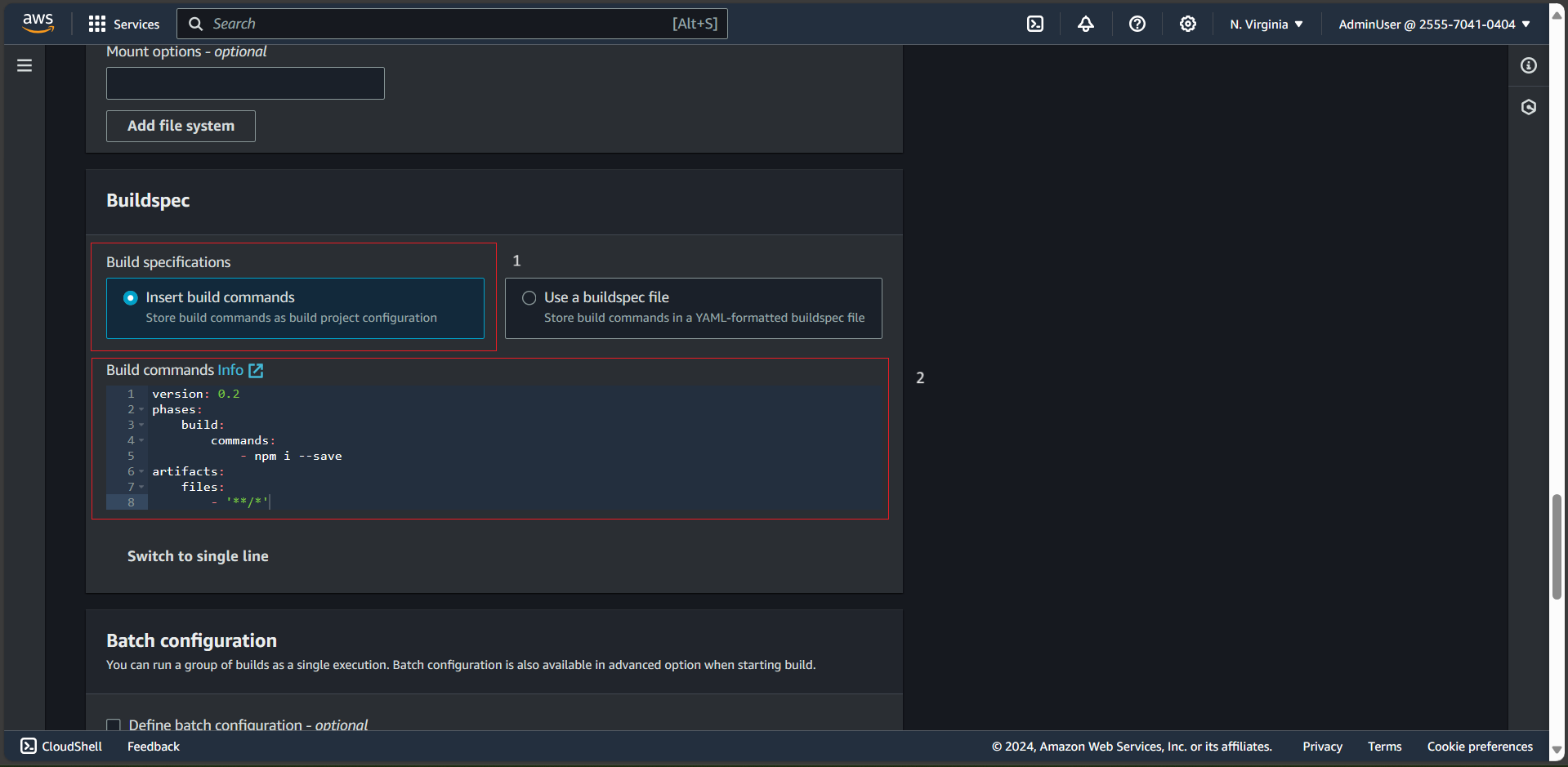 Config AWS Code Build